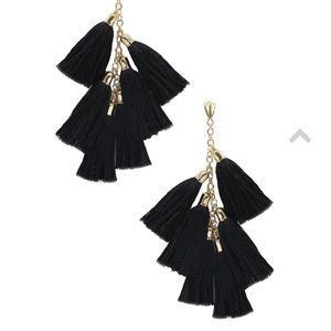 Ettika Daydreamer Tassel Earrings - Black & Gold